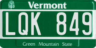 VT license plate LQK849