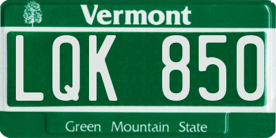 VT license plate LQK850