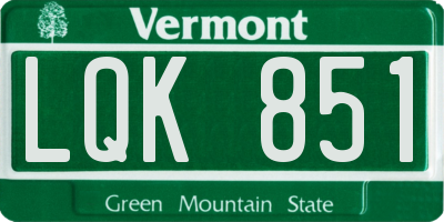 VT license plate LQK851