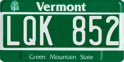 VT license plate LQK852