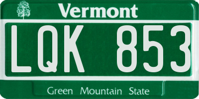 VT license plate LQK853