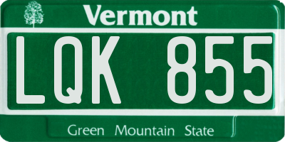 VT license plate LQK855