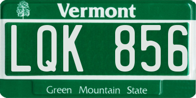 VT license plate LQK856
