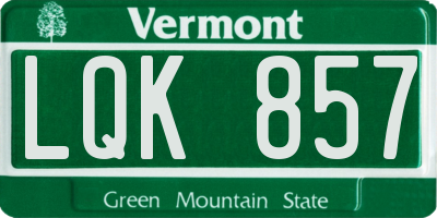 VT license plate LQK857