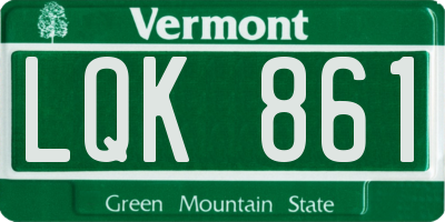 VT license plate LQK861