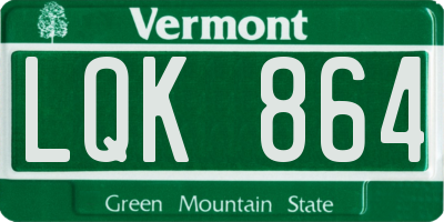 VT license plate LQK864