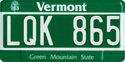 VT license plate LQK865