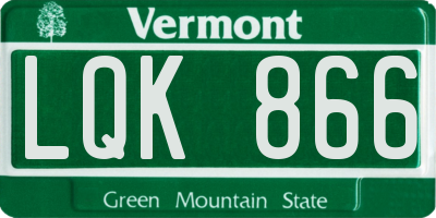 VT license plate LQK866
