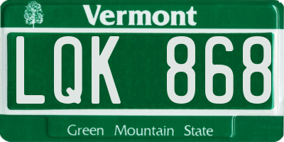 VT license plate LQK868