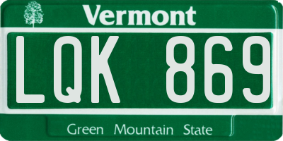 VT license plate LQK869