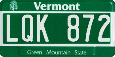 VT license plate LQK872