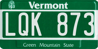 VT license plate LQK873