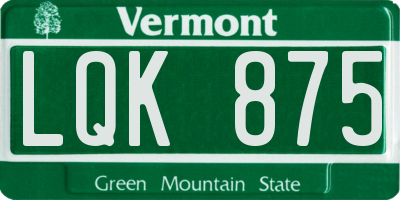 VT license plate LQK875