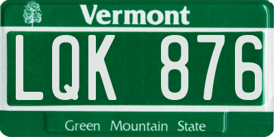 VT license plate LQK876