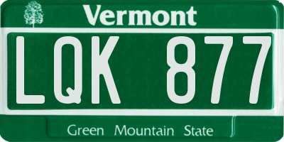 VT license plate LQK877