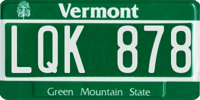 VT license plate LQK878