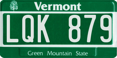 VT license plate LQK879