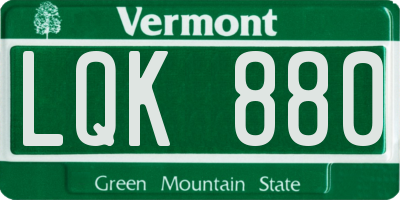 VT license plate LQK880