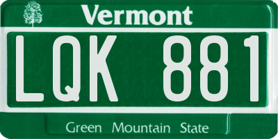 VT license plate LQK881
