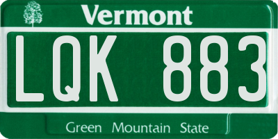 VT license plate LQK883