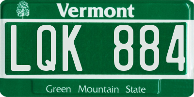 VT license plate LQK884