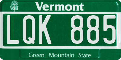 VT license plate LQK885