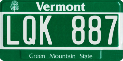 VT license plate LQK887