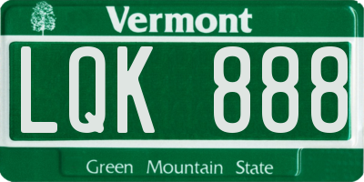 VT license plate LQK888