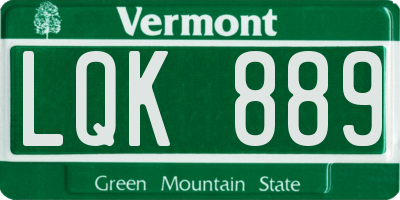 VT license plate LQK889