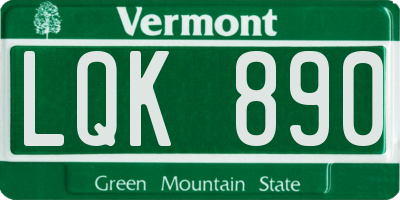 VT license plate LQK890