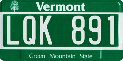 VT license plate LQK891