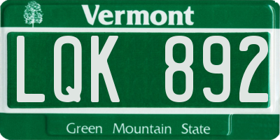 VT license plate LQK892