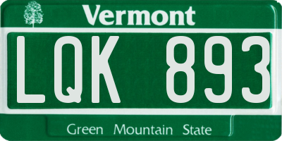 VT license plate LQK893