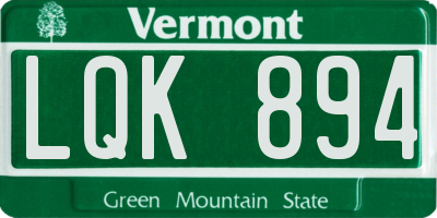 VT license plate LQK894