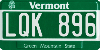 VT license plate LQK896