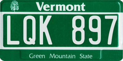 VT license plate LQK897