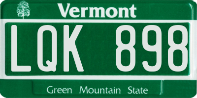 VT license plate LQK898