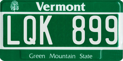 VT license plate LQK899
