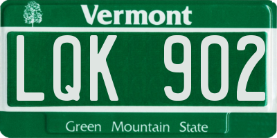 VT license plate LQK902