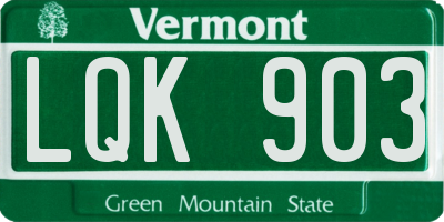 VT license plate LQK903