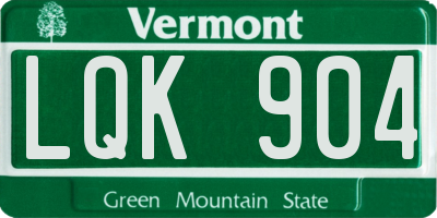 VT license plate LQK904