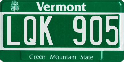 VT license plate LQK905