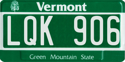 VT license plate LQK906