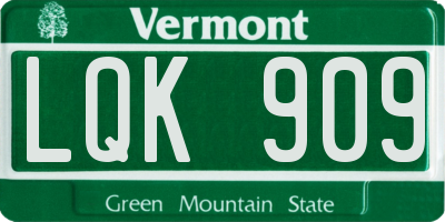 VT license plate LQK909