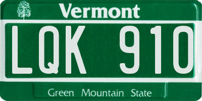 VT license plate LQK910
