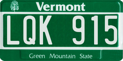 VT license plate LQK915