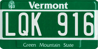 VT license plate LQK916