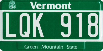 VT license plate LQK918