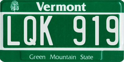 VT license plate LQK919