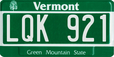 VT license plate LQK921
